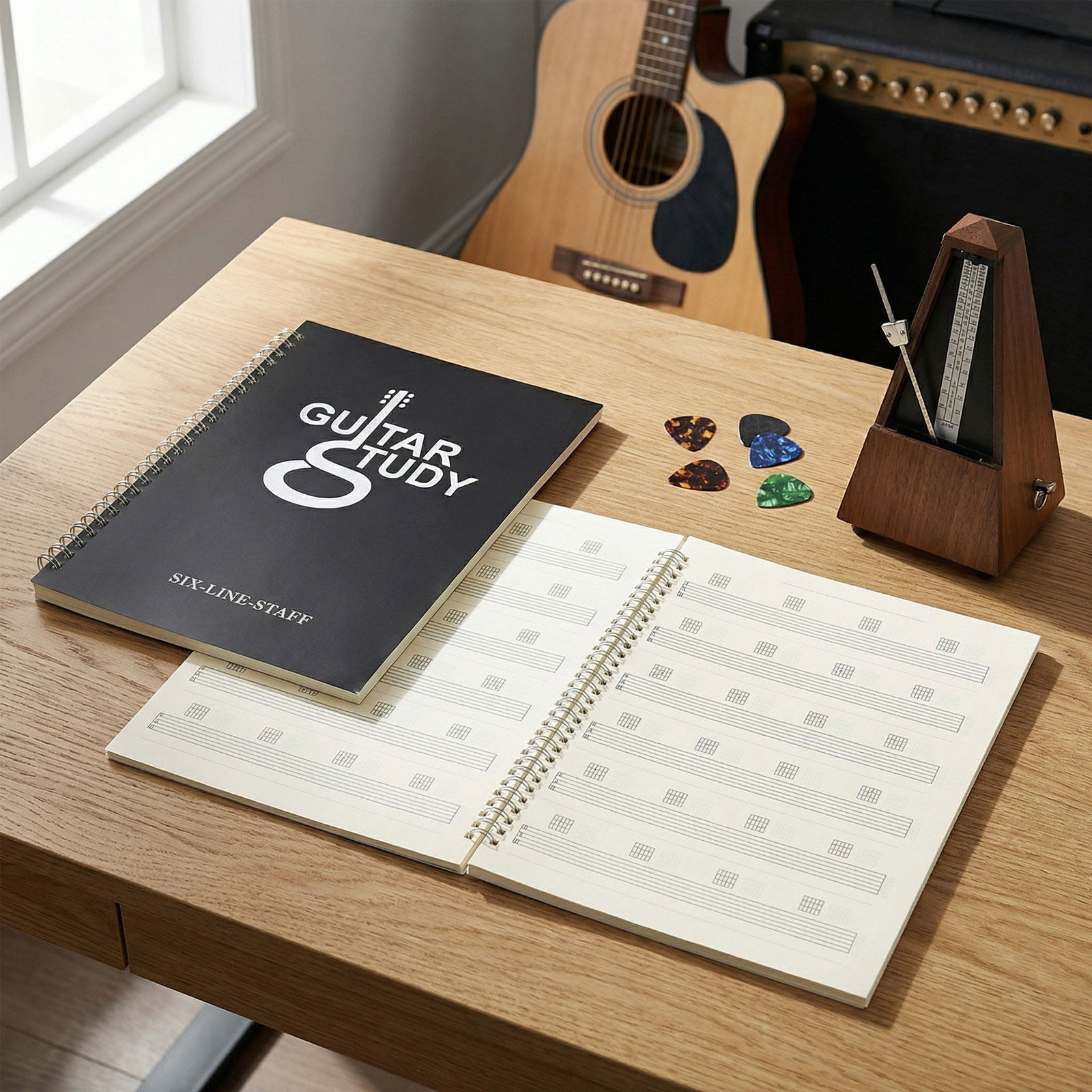 Blank Sheet Music Notebook - 2Pcs Music Manuscript Notebook Guitar Tablature
