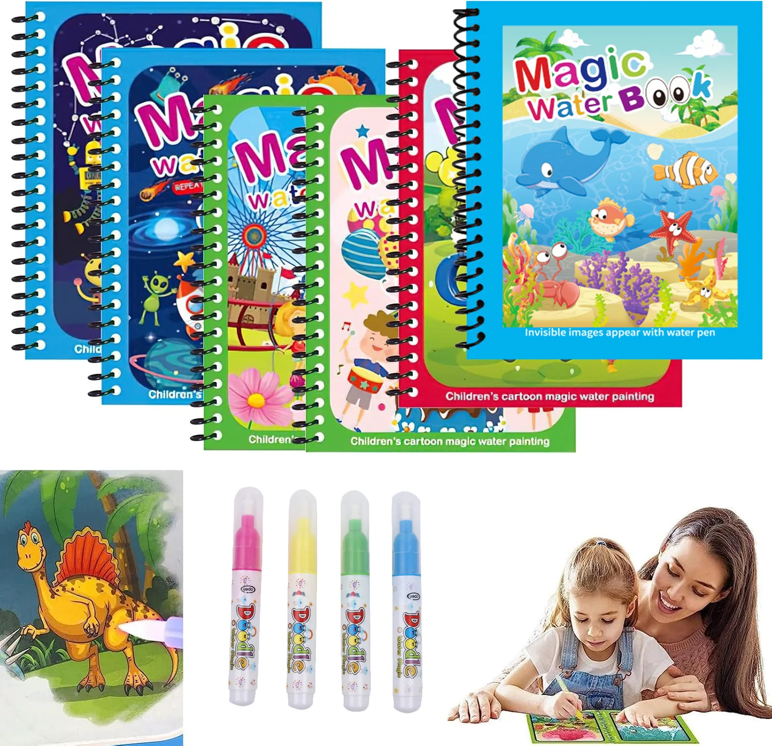 Reusable Coloring Water with W - Reusable Water Magic Coloring Book recension och pris